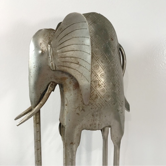 VTG Silver Metal Art Elephant Sculpture Elongated Legs Figure Tribal Abstract 16 - Picture 2 of 9
